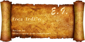 Encz Irén névjegykártya