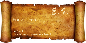 Encz Irén névjegykártya
